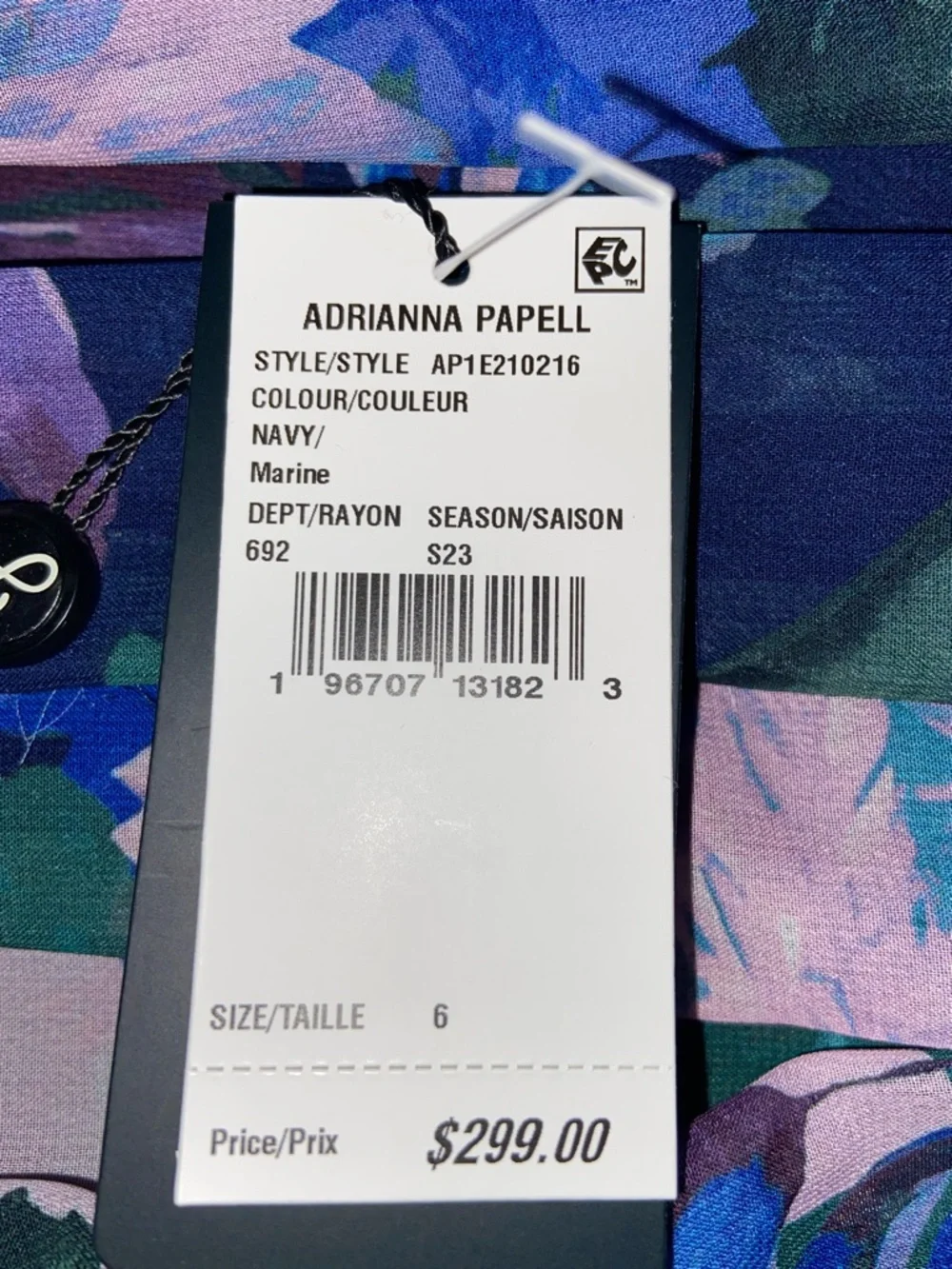 NWT Adrianna Papel Wrap Maxi Dress - Navy, Purple & Green-6 - Picture 6 of 7